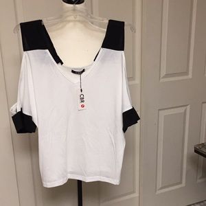 B&W cold shoulder top